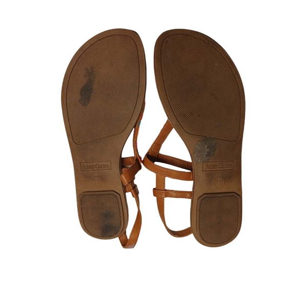 FADED GLORY Colorful Beaded Stripe Print Thong Brown Flat Sandals 10 - Picture 5 of 6